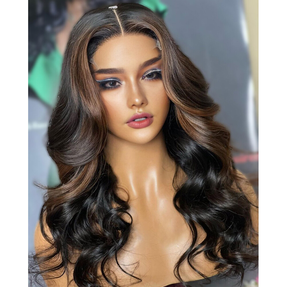 Brown Highlight 13X6 Lace Front Human Hair Wig For Women Brazilian Remy Glueless
