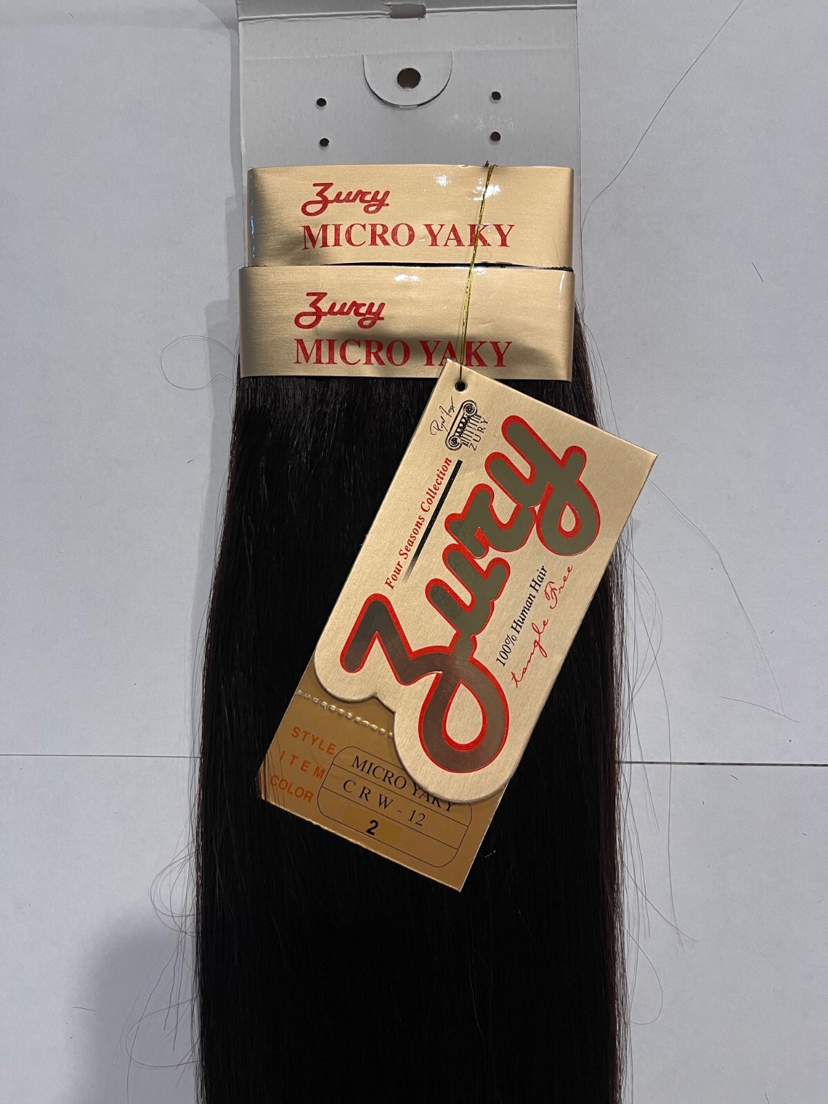 2Packs of Zury 100% Human Hair Weaving Micro Yaky Perm 12 inch color #4