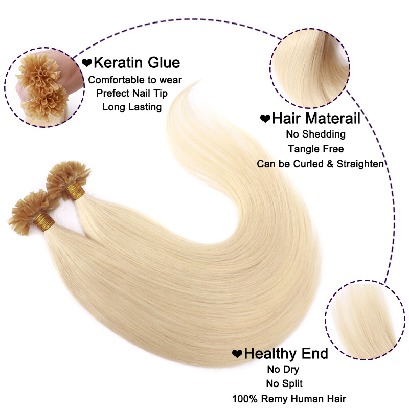 US CLEARANCE Pre Bonded Keratin THICK Nail U Tip Human REAL Hair Extensions 400S