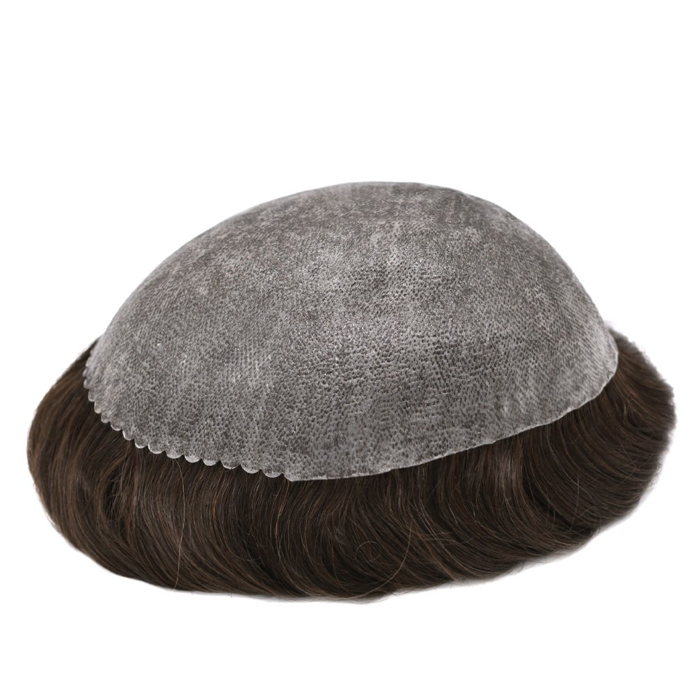 Full Poly Thin Skin Toupee Mens Hair Replacement System Human Hair PieceCustom