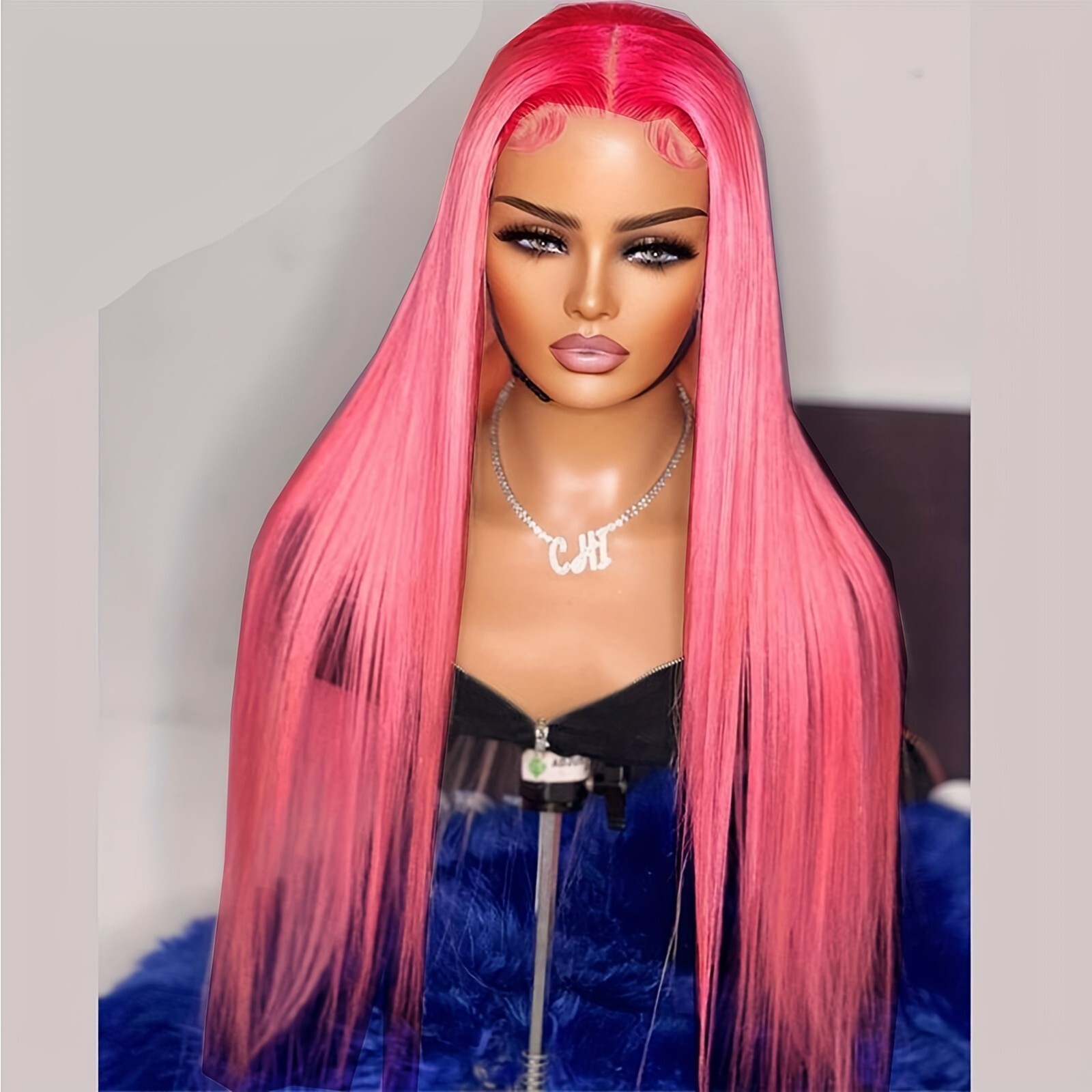 13×4 Ombre Pastel Pink Colored Synthetic Lace Front Wigs Free Part Pre Plucked