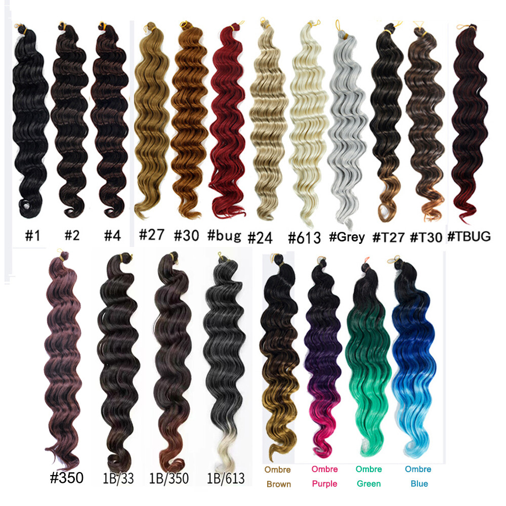 18″ Ocean Wave Crochet Hair Deep Wavy Braiding Hair Curly Crochet Hair Extension