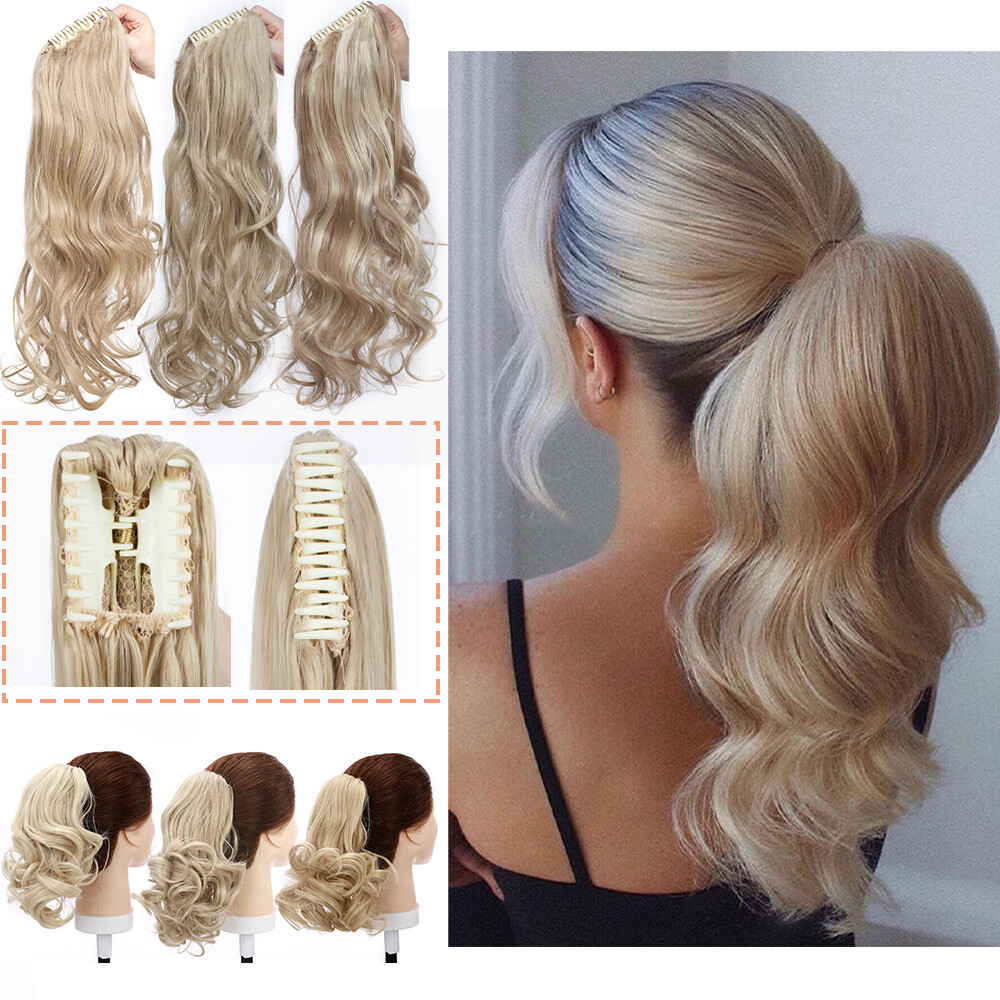 Short & Long Thick Clip In As Human Hair Extensions Claw On Ponytail For Woman