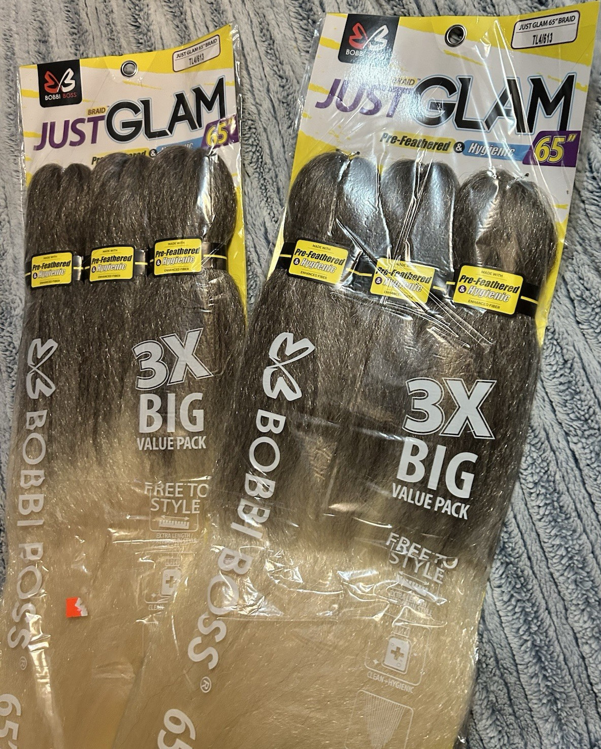 Bobbi Boss Pre-Feathered 65″ Synthetic Braid Hair Extensions 3X Pack Black Blond