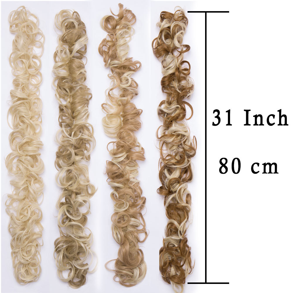 Long=Thick Hair Extension Scrunchie Wrap Messy Bun Updo Curly Ponytail Chignon H