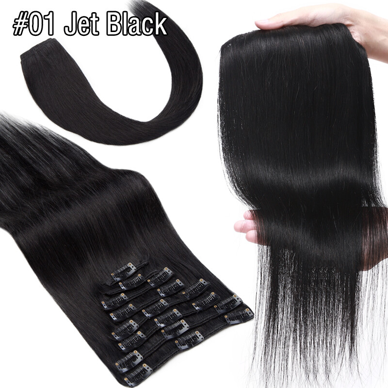 8 PIECES 100% Real Human Hair Extensions Clip in Weft Blonde Invisible 8″-24″ US