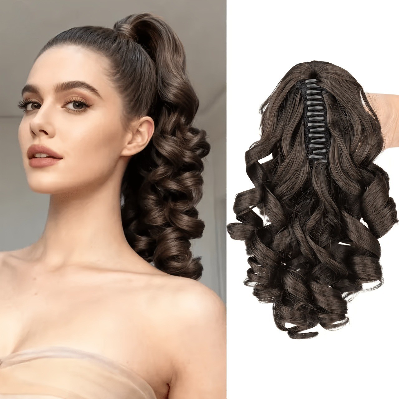 Natural Blend Fluffy Curly Claw Hairpiece fits School Daily Casual Hairstyle Use