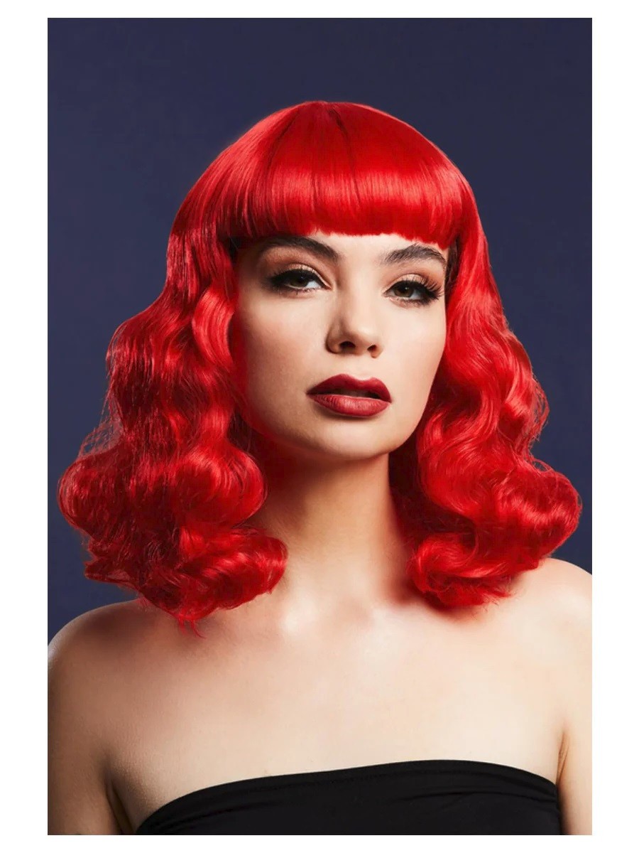 Fever Bettie Wig red shoulder length woman soft wave daily dance stage actress