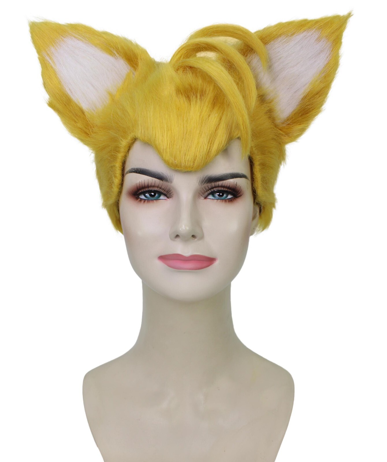 Adult Unisex Video Game Movie Yellow and White Furry Fox Cosplay Wig HW-7053