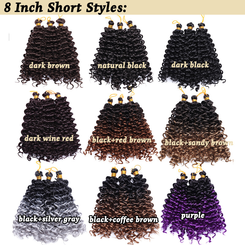 US Curly Water Wave Braids Twist Crochet Braiding Hair Extensions Ombre as Human
