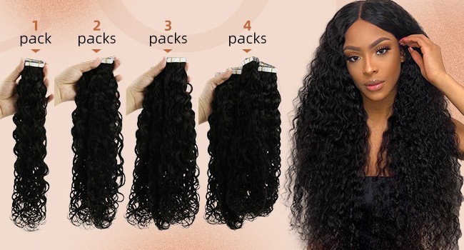 Sunny Hair TAPE-IN 14in NATURAL WAVE Dark Brown Hair Extensions – TP_2_14_NW_50G