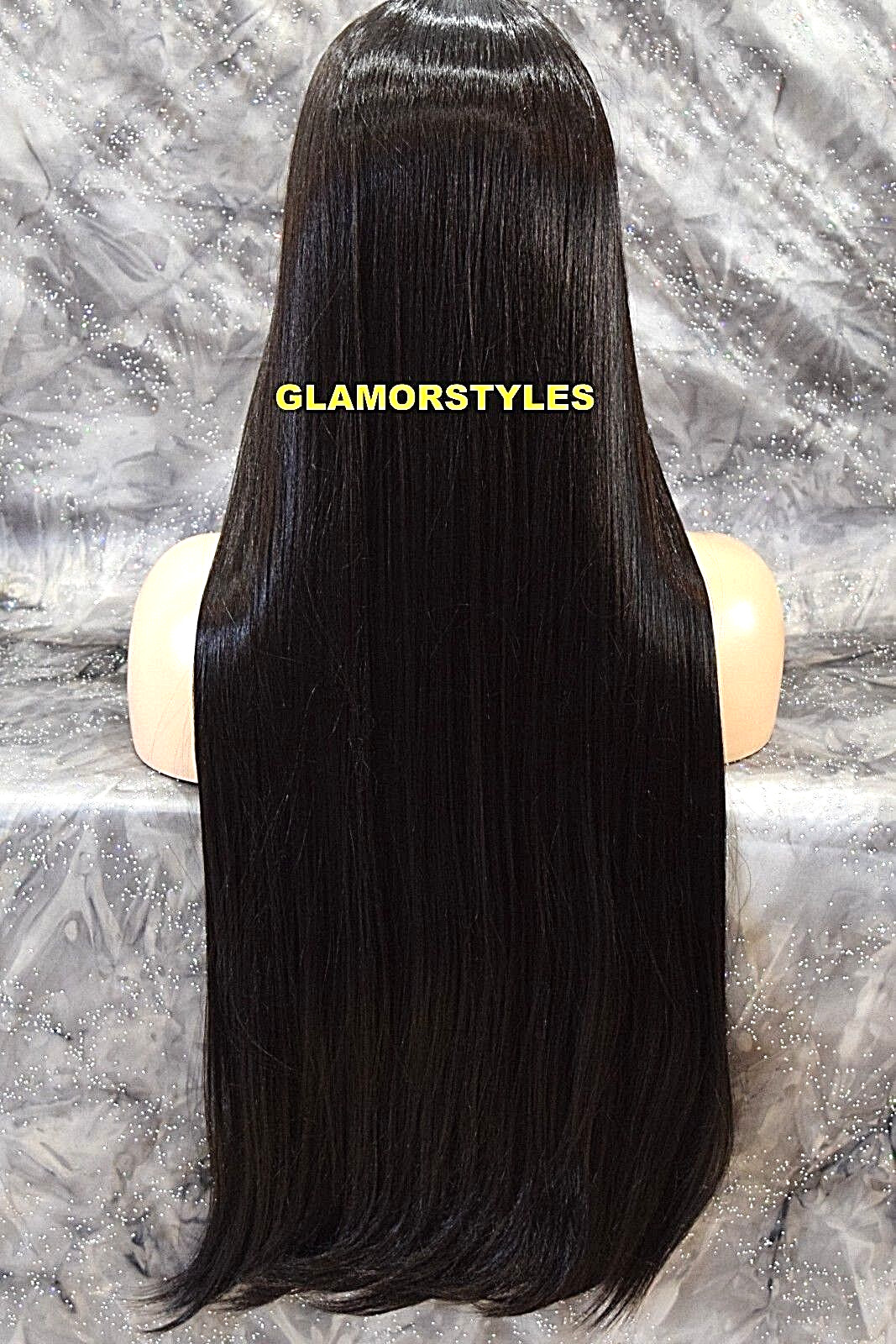 40” FULL WIG EXTRA LONG STRAIGHT SKIN HAIR PART DARK BROWN #2 HAIR PIECE NWT