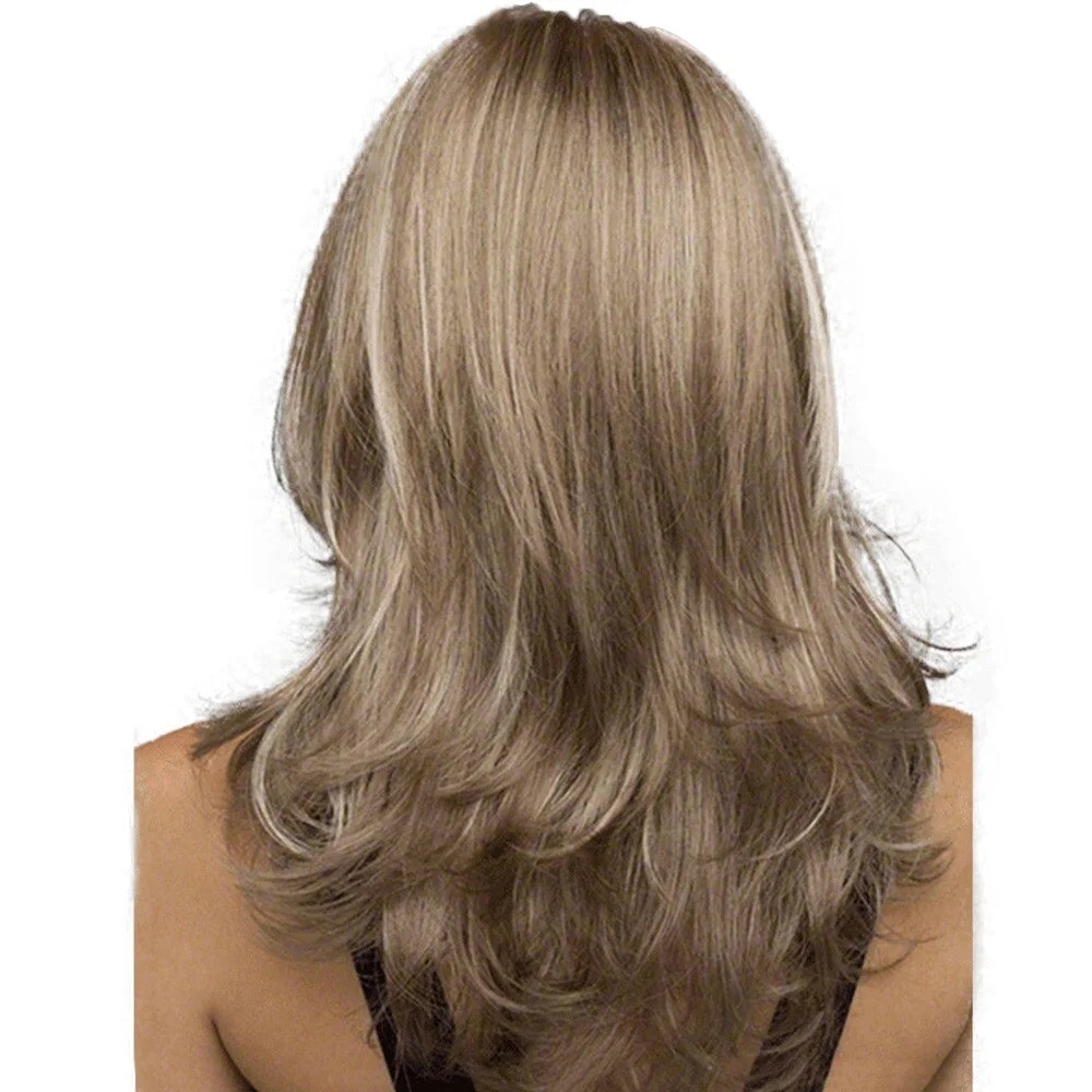Women Long Curly Brown Natural Wig Glueless Wig Heat Synthesis Adult Female Wig