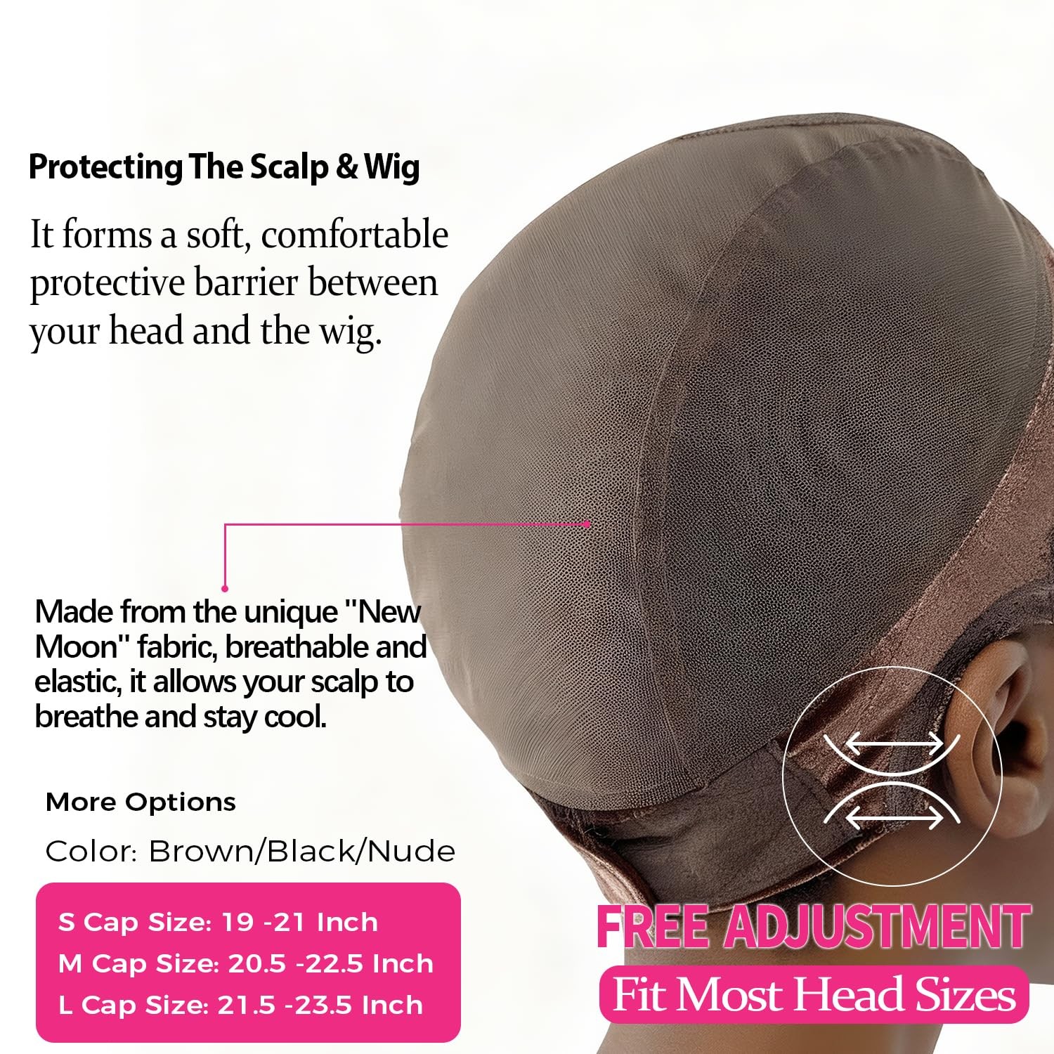 LAB HAIRS Wig Cap with Grip Band for Keeping Wigs in Place, More Full Cap-wide