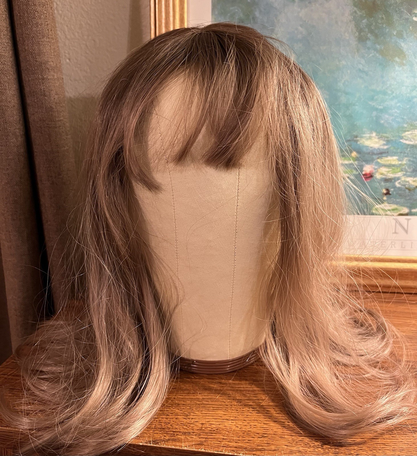New With Tag Beautiful Golden Brown Below Shoulders Wig With Bangs