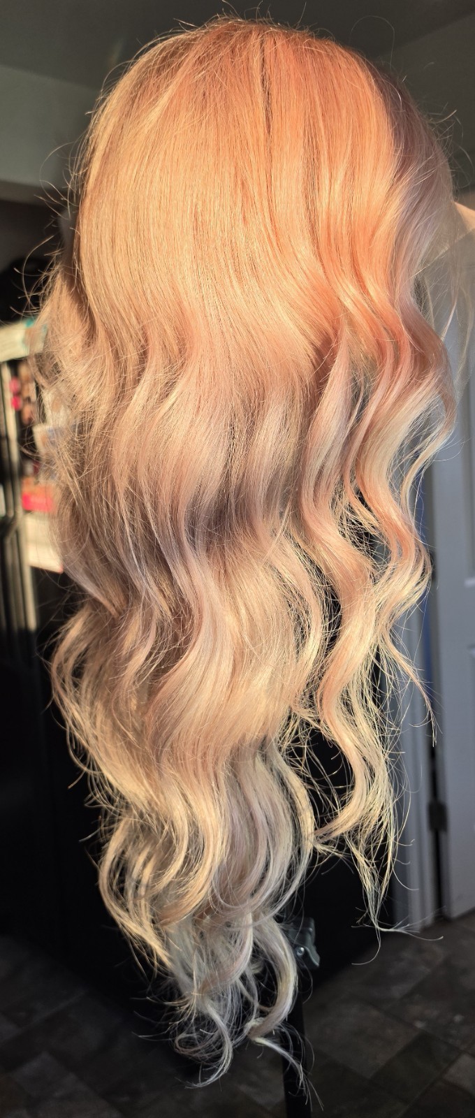 30″ Custom-colored 100% Human Hair Lace Front Wig – Pink Champagne