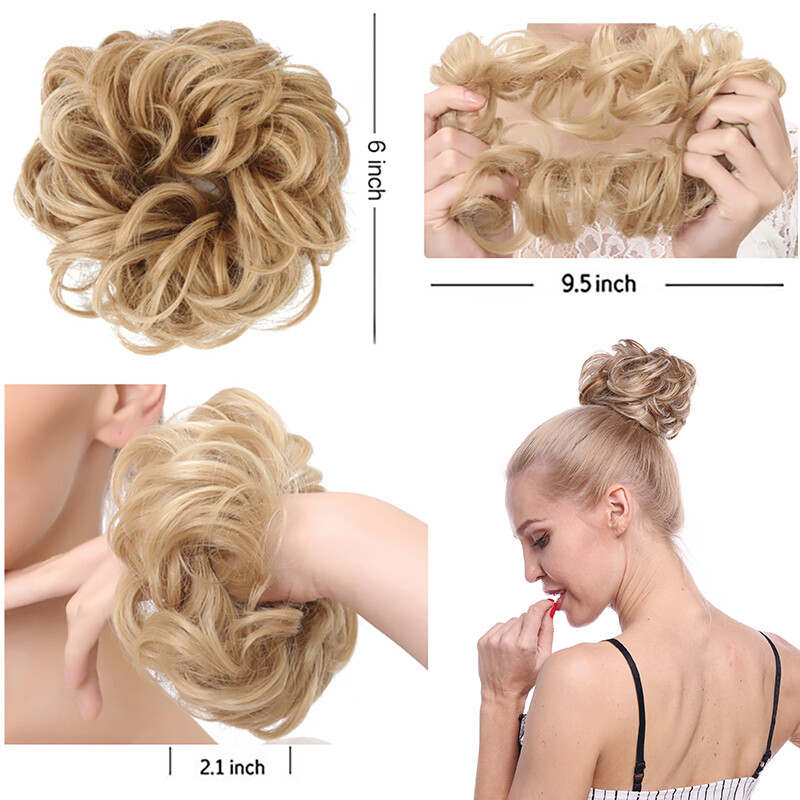 100% Real THICK Rose Messy Bun Elastic Band Hair Extensions As Human Hairpiece