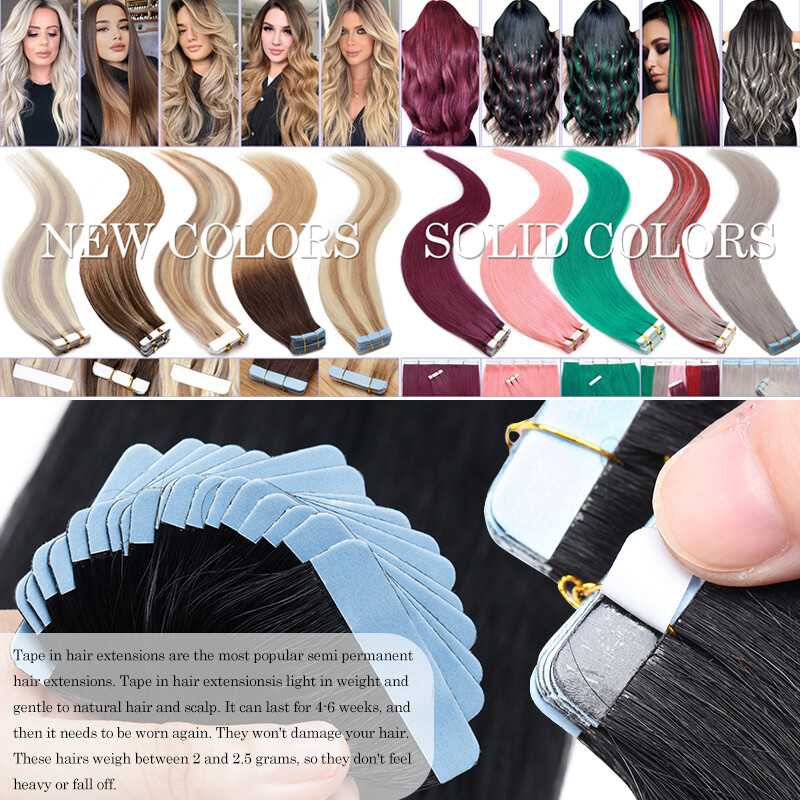 Tape in Hair Extensions 100% Real Remy Human Hair Skin Weft Dirty Balayage Ombre