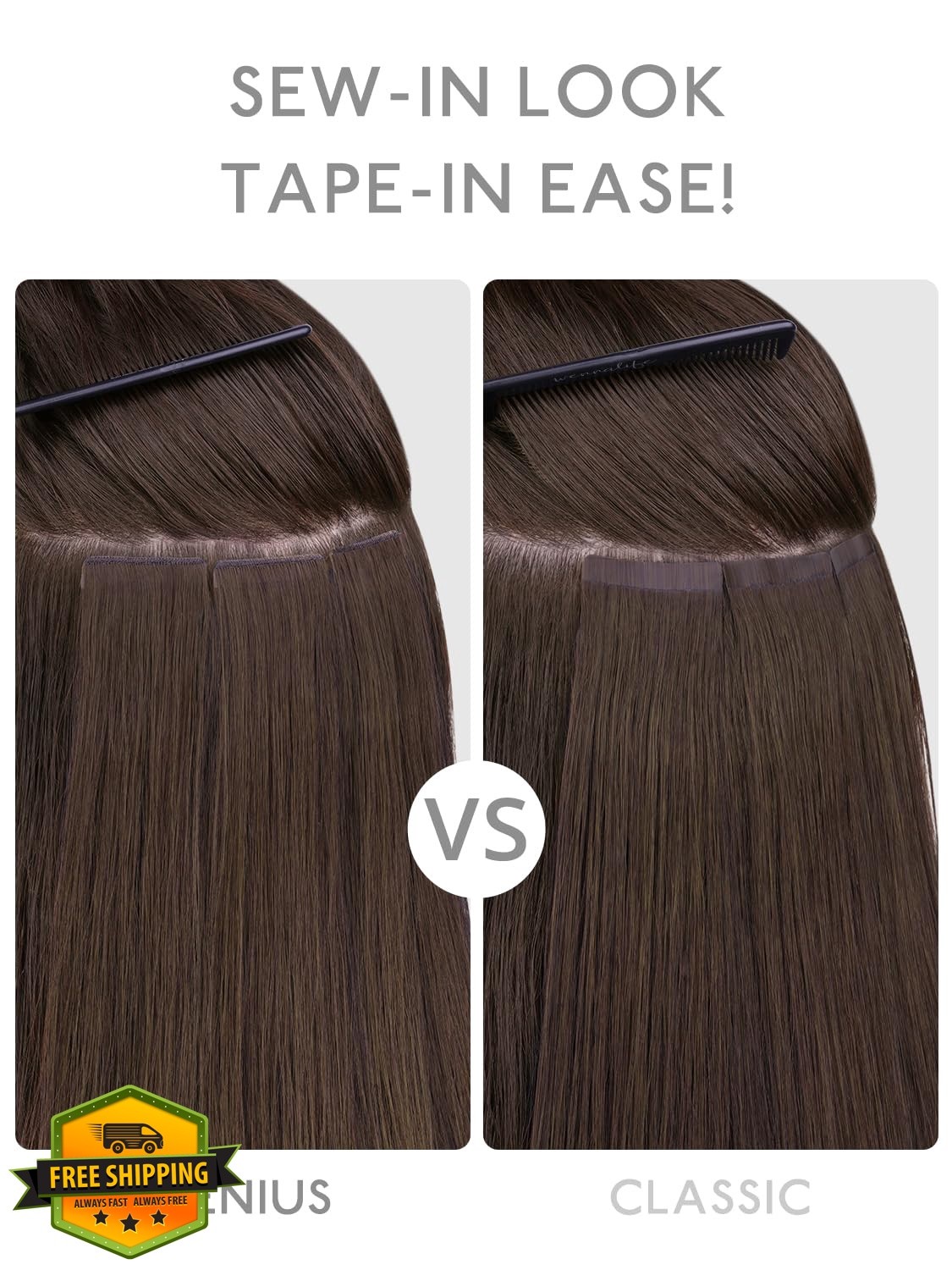 Wennalife 16 inch Auburn Ginger Tape Hair Extensions