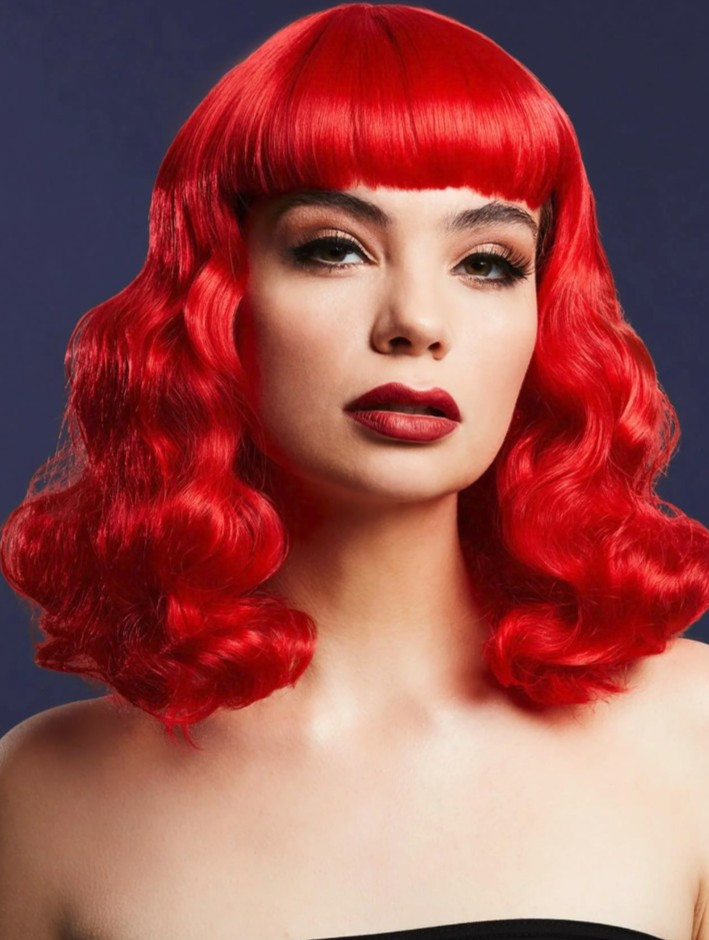 Fever Bettie Wig red shoulder length woman soft wave daily dance stage actress