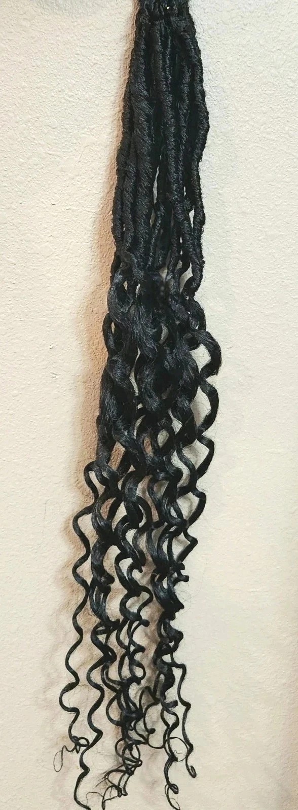 24″ Long Deep Wave Hair Extensions Goddess Locs Crochet Loop Faux Black Woman 1B