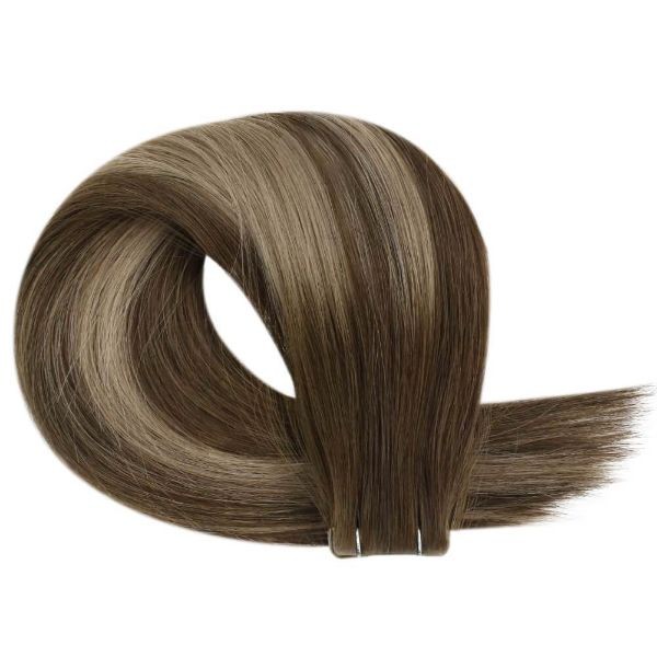 Sunny Hair TAPE-IN 16in Brown/Blonde Straight Human Hair Extensions TP_P4-27 50G