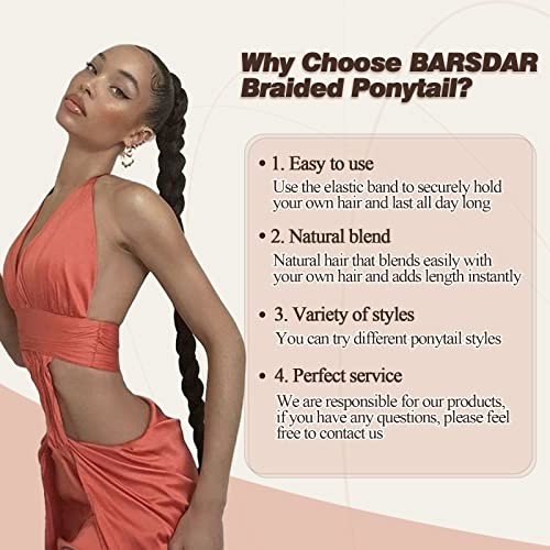 26 Inch Long Braid Ponytail 26 Inch (Pack of 1) Medium Brown mix Auburn