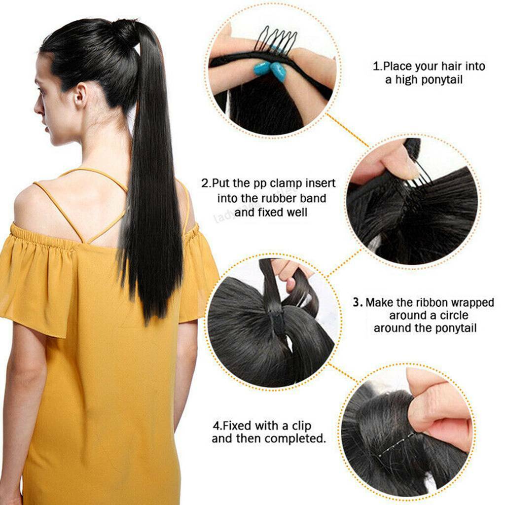 Long Wavy Curly Straight Thick Synthetic Clip In Hair Extension Ponytail Claw US
