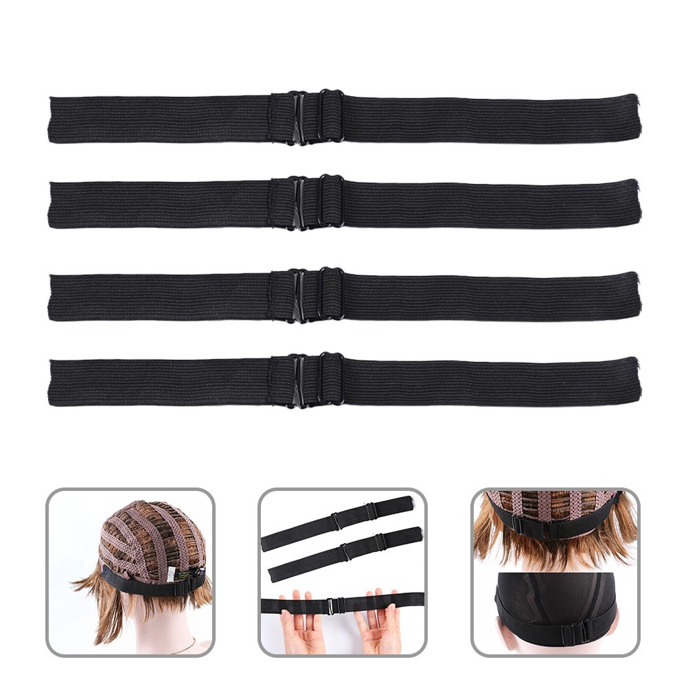 4Pcs Reusable Black Elastic Wig Edges Bands Lightweight Wig Accessory