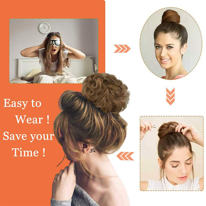 US Curly Messy Bun Hair Piece Scrunchie Updo Thick Hair Extensions Real As Human