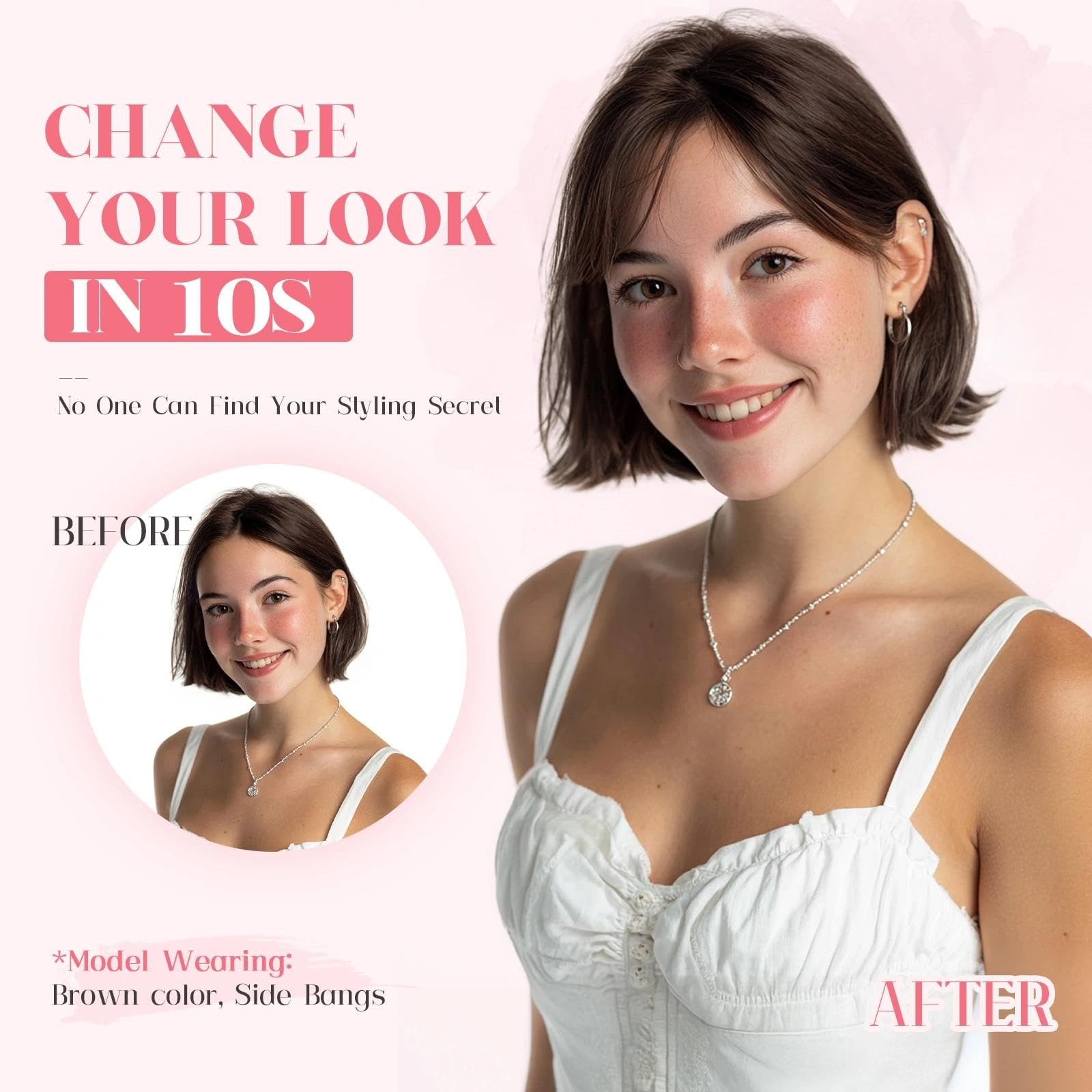 Hairro Clip In Side Bangs 100 Real Human Hair 3D 360 Cover Hand-Tied Fake Bangs