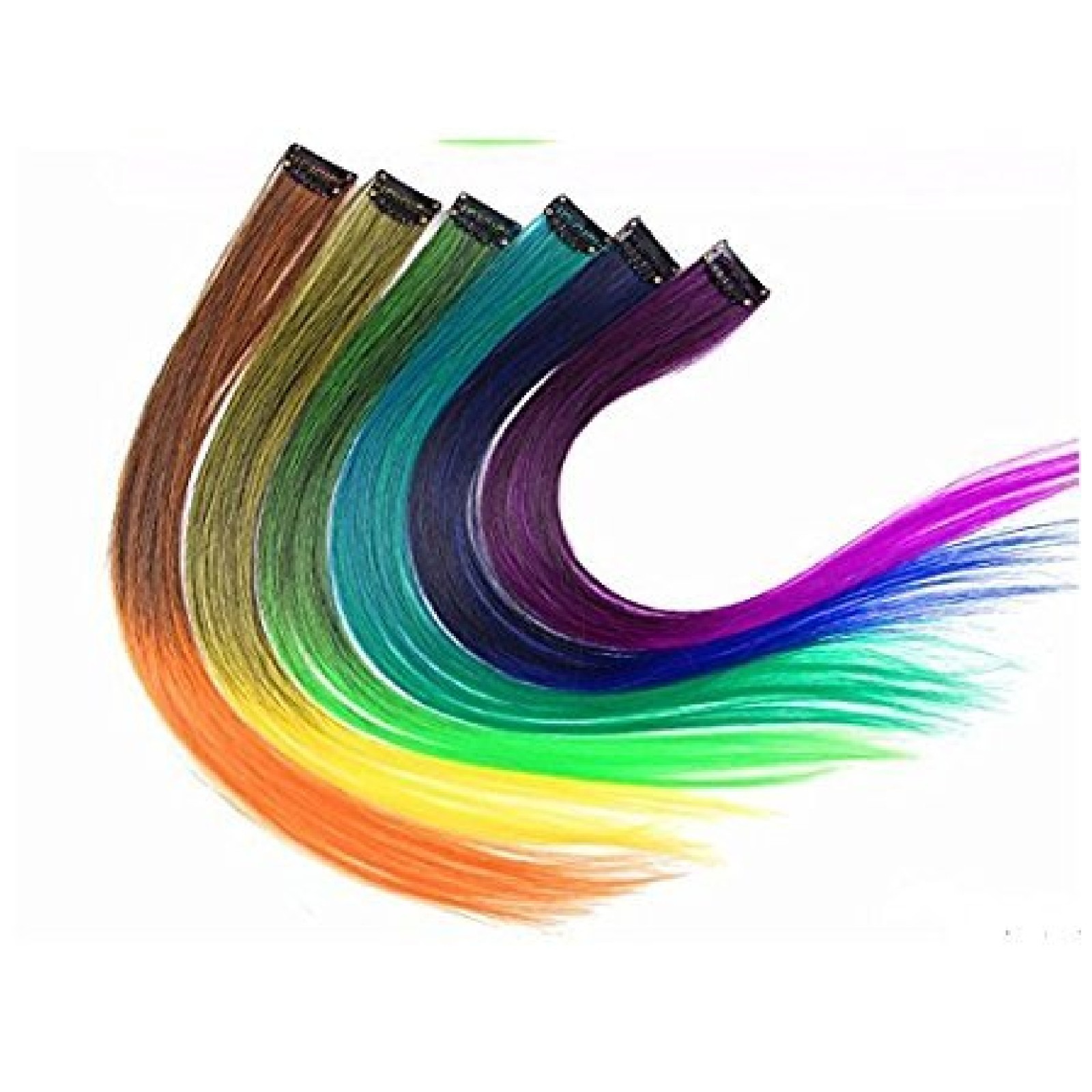 10 Pcs 22″ Colorful Clip in Hair Extensions Solid Ombre Color Rainbow Highlights