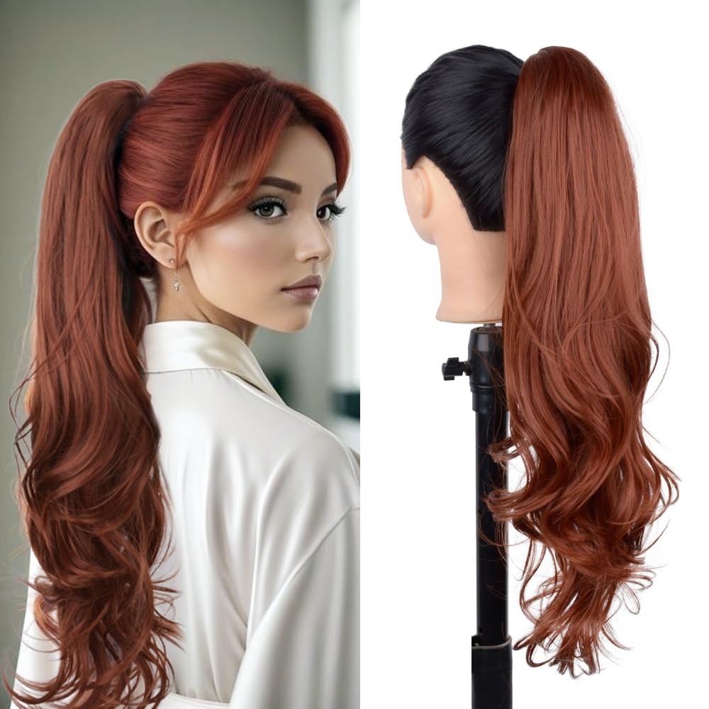 20 Inch Claw Pony Tail Extension for , Long Corn Wave Ponytail Extension Copp…