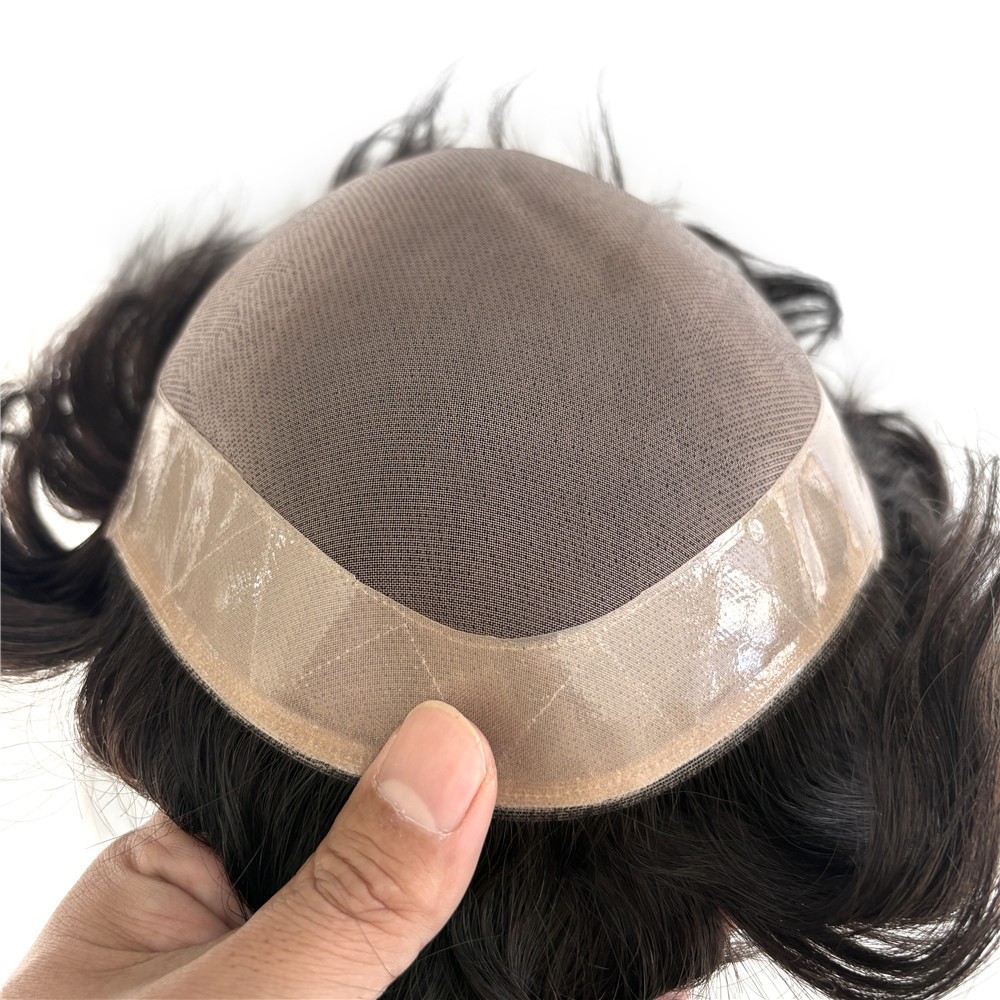 Mens Mono Top Hair System 130% Density Human Hair #1B Black Toupee Easy to Apply