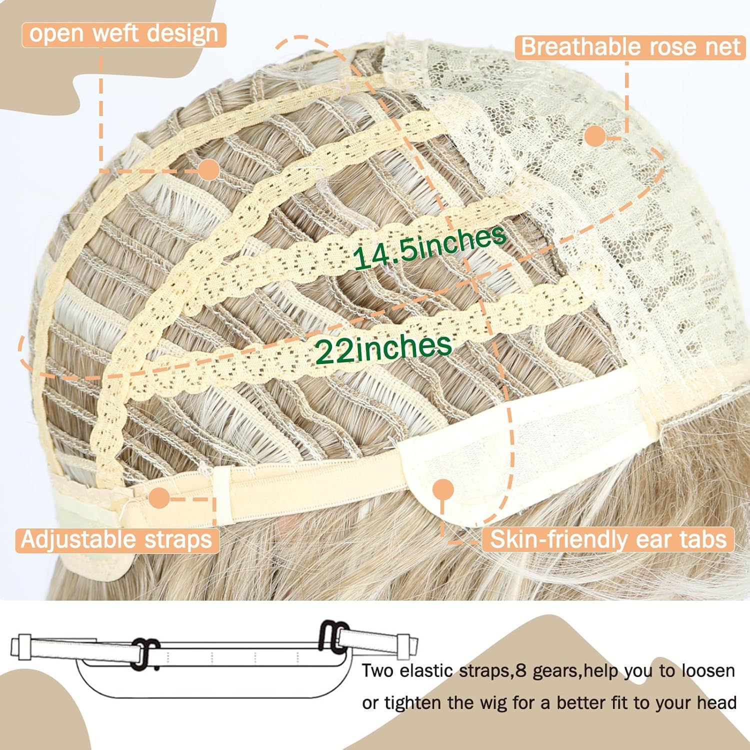 Platinum Blonde Side Part Short Straight Bob Wig Synthetic Full Head Cap Wig