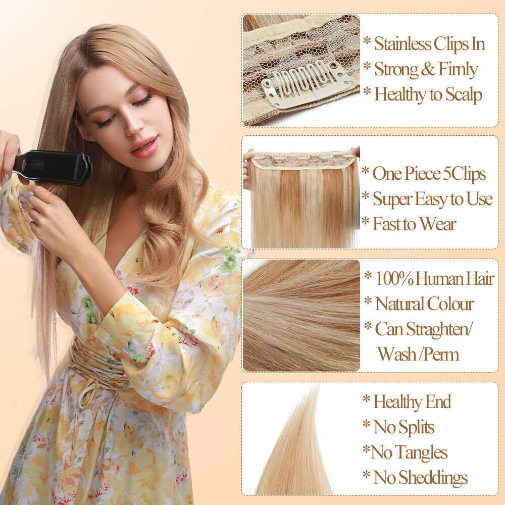 CLEARANCE One Piece Clip in Wavy Curly 100% Remy Human Hair Extensions Remy 24″
