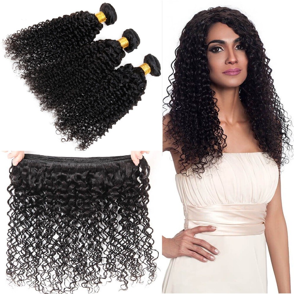 Jerry Curl Natural Black color 1B 100 Virgin Brazilian Human Hair 1 or 3 Bundles