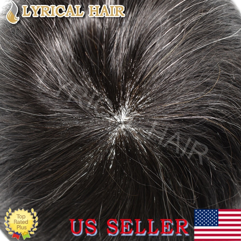 Mens Toupee Hairpiece All Poly Human Hair Replacement System Skin PU Wig For Men