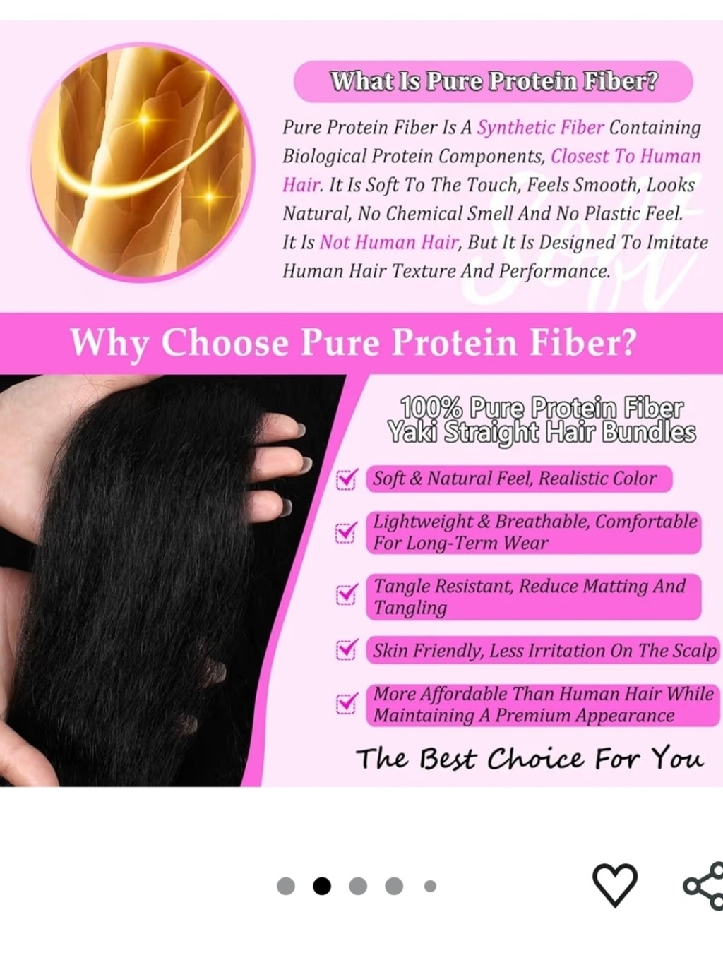 Yaki Straight Hair Bundles Pure Protein Fiber 6 Bundles, 30 Inches