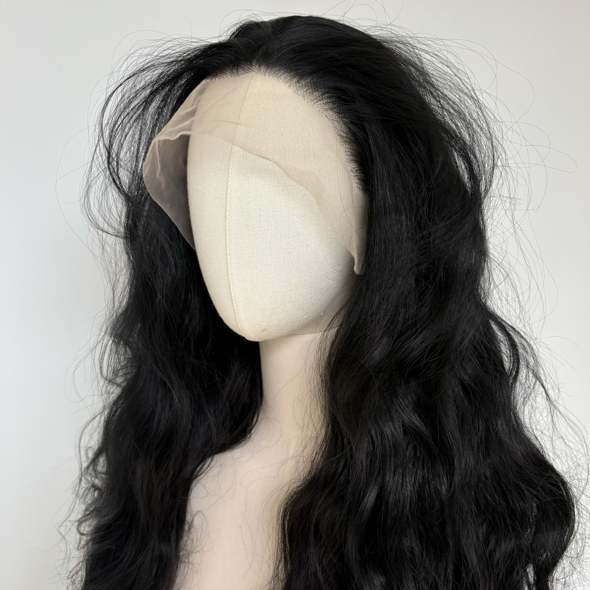Black Long Wavy Natural Lace Frontal Wigs Heat Resistant Synthetic Hair