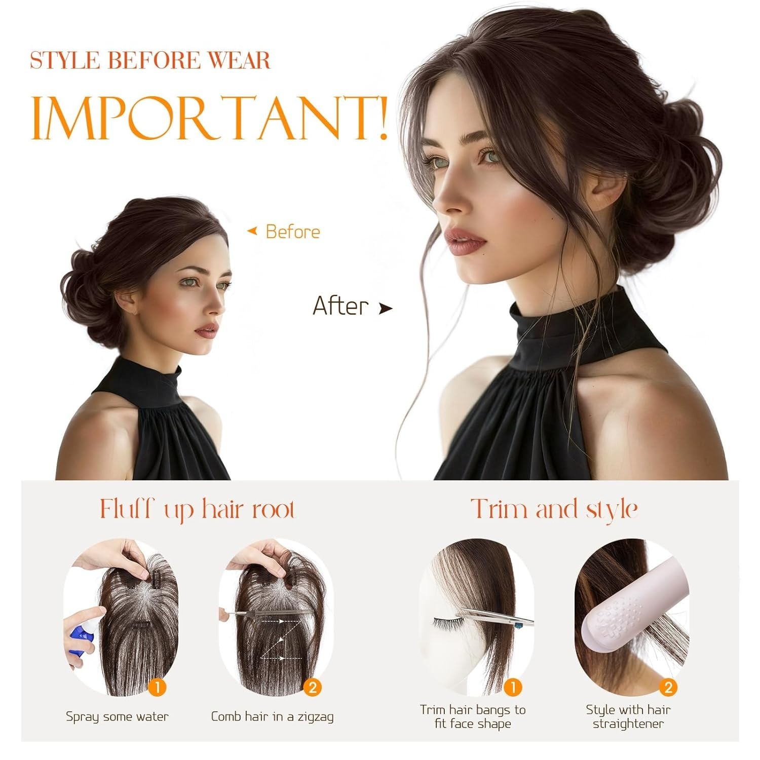 11″ Dark Brown Straight Hair Topper for Women Daily Wear 60E326333