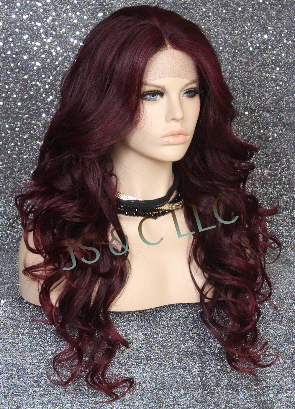 Human Hair Blend Full Lace Front Wig Curly Blonde mix RSA 1B/Burgundy