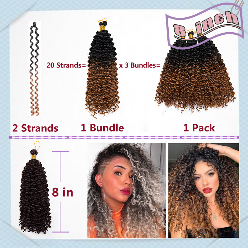 Afro Water Wave Braids Twist Crochet Hair Extensions Ombre Deep Curly Kinky Puff