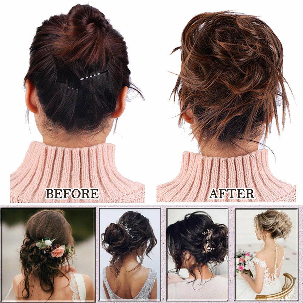 X-LARGE Thick Messy Bun Hair Piece Scrunchie Updo Hair Extension as Human BUN US