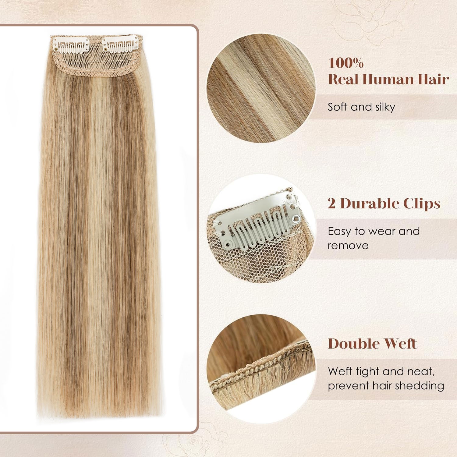 2026 100% Remy Clip In Real Human Hair Extensions Short Hairpiece Mini Hair Pad