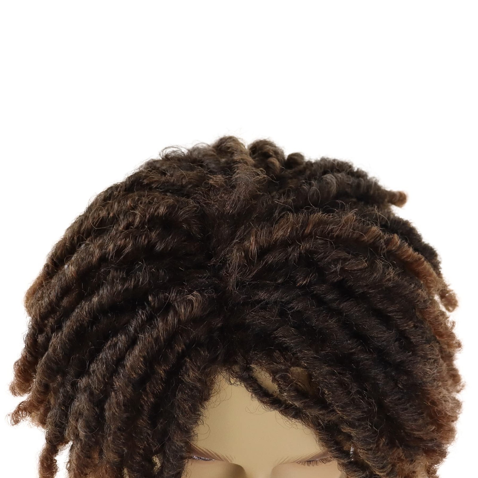 Gnimegil Short Braided Wig – Afro Bob Ombre Brown Crochet Twist Hair Dreadlocks