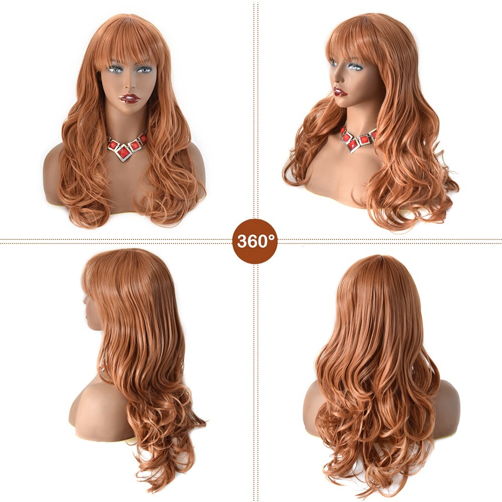 26″ Long Wavy Wigs for Women Machine Made Premium Synthetic Black Brown Hair US