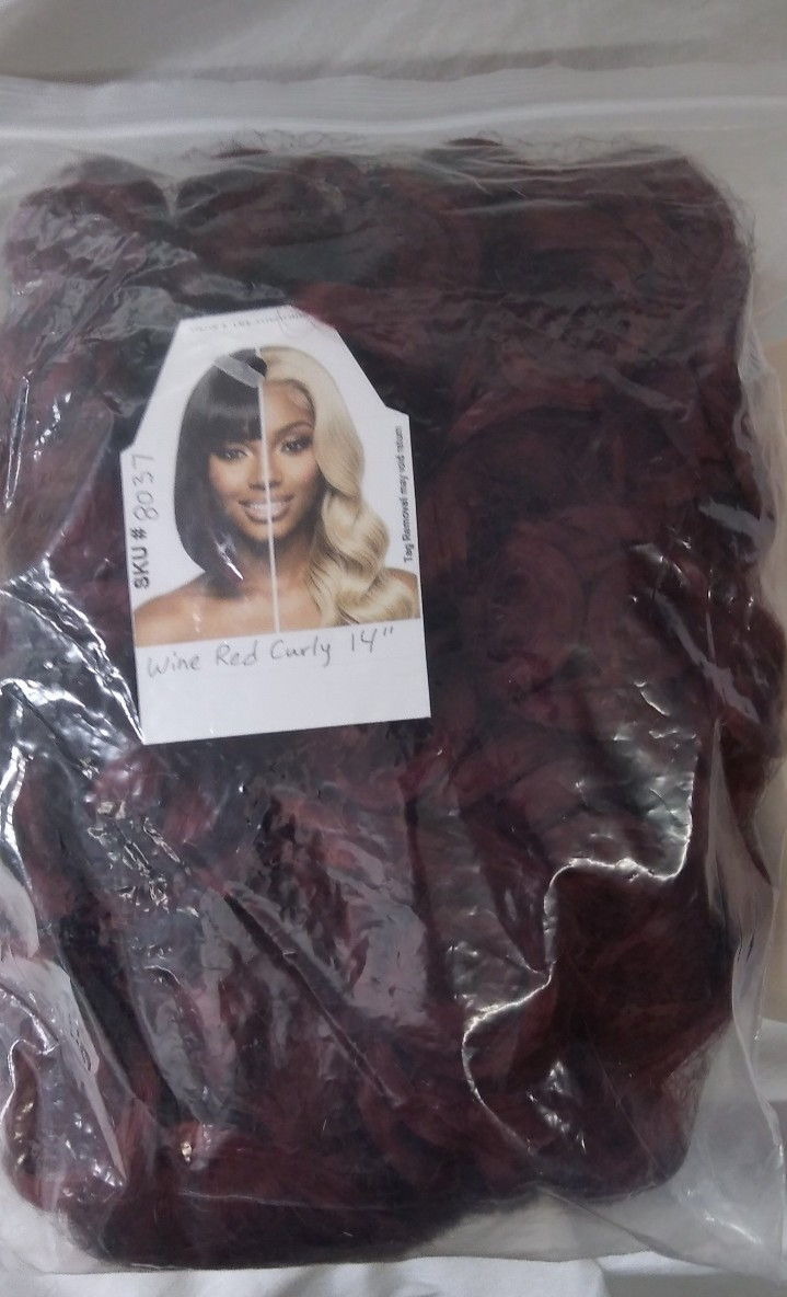 Short 14″ Wine Red Loose Curly Wig women bouncy afro curl synthetic daily party