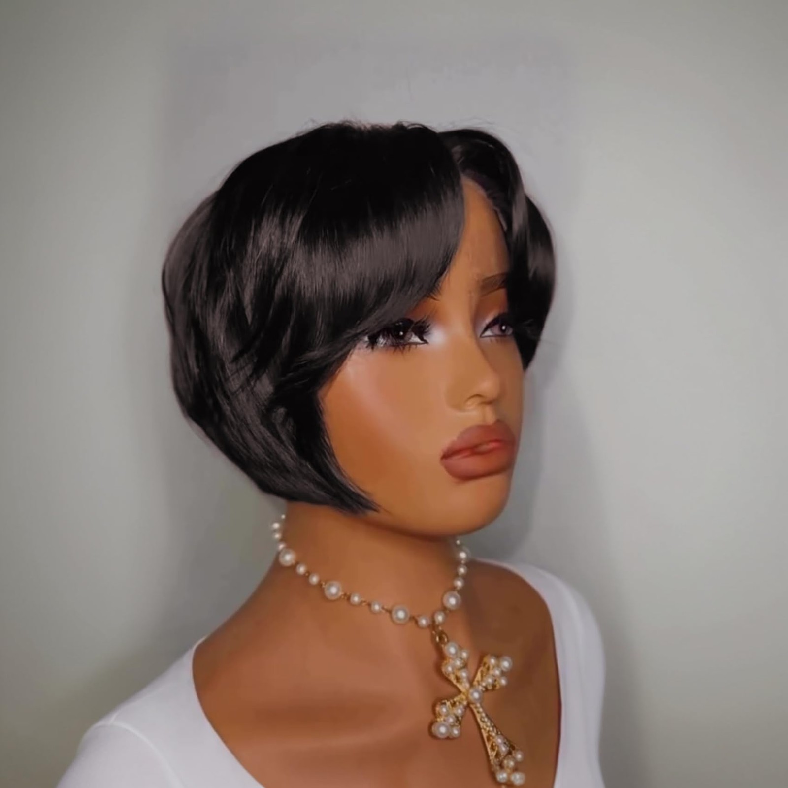 Purplesexy 4X4 Lace Frontal Pixie Cut Human Hair Wigs For Women Pre Plucked