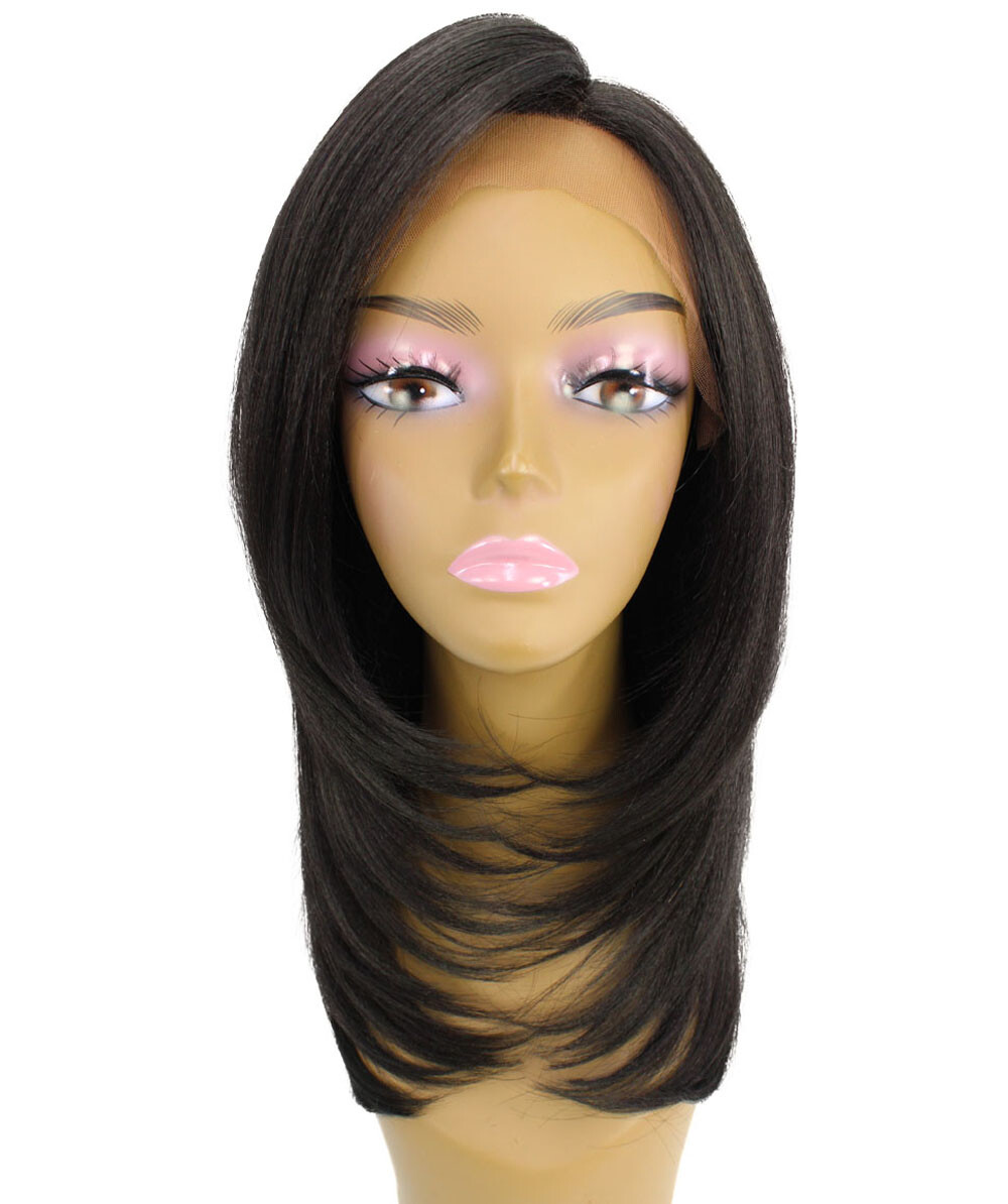 LUXLUXE Valona Straight 20 in 4X4 Hand Tied Lace Front Wig, Natural Black